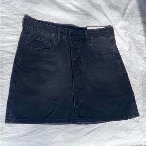 American Eagle Outfitters Black Denim Button-Front Mini Skirt